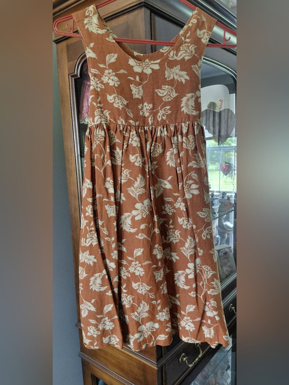 Girls' Rust Floral Sleeveless Dress